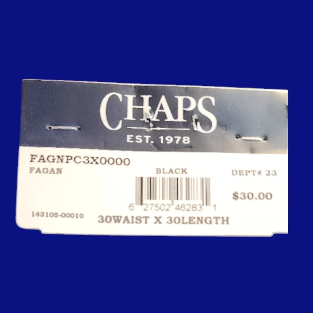 Chaps Performance Men 30x30 Dress Pants Black Flat Front Stretch Slacks NWT